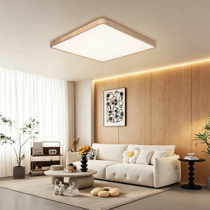 Brilagi - LED-dimbare plafondlamp WOODLINE SQUARE LED/180W/230V 3000-6000K eiken 100x100 cm + afstandsbediening