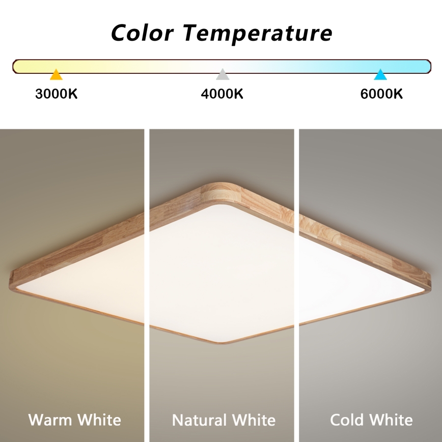 Brilagi - LED-dimbare plafondlamp WOODLINE SQUARE LED/180W/230V 3000-6000K eiken 100x100 cm + afstandsbediening