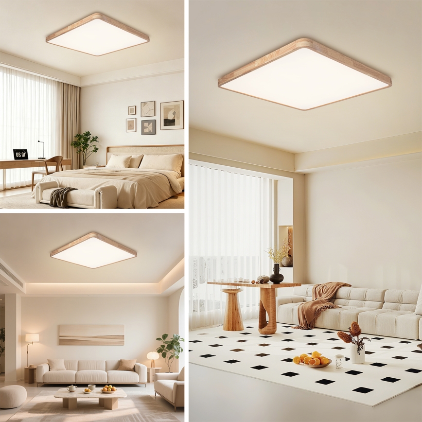 Brilagi - LED-dimbare plafondlamp WOODLINE SQUARE LED/180W/230V 3000-6000K eiken 100x100 cm + afstandsbediening