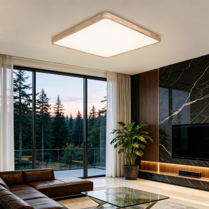 Brilagi - LED-dimbare plafondlamp WOODLINE SQUARE LED/180W/230V 3000-6000K eiken 100x100 cm + afstandsbediening