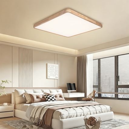 Brilagi - LED-dimbare plafondlamp WOODLINE SQUARE LED/180W/230V 3000-6000K eiken 100x100 cm + afstandsbediening