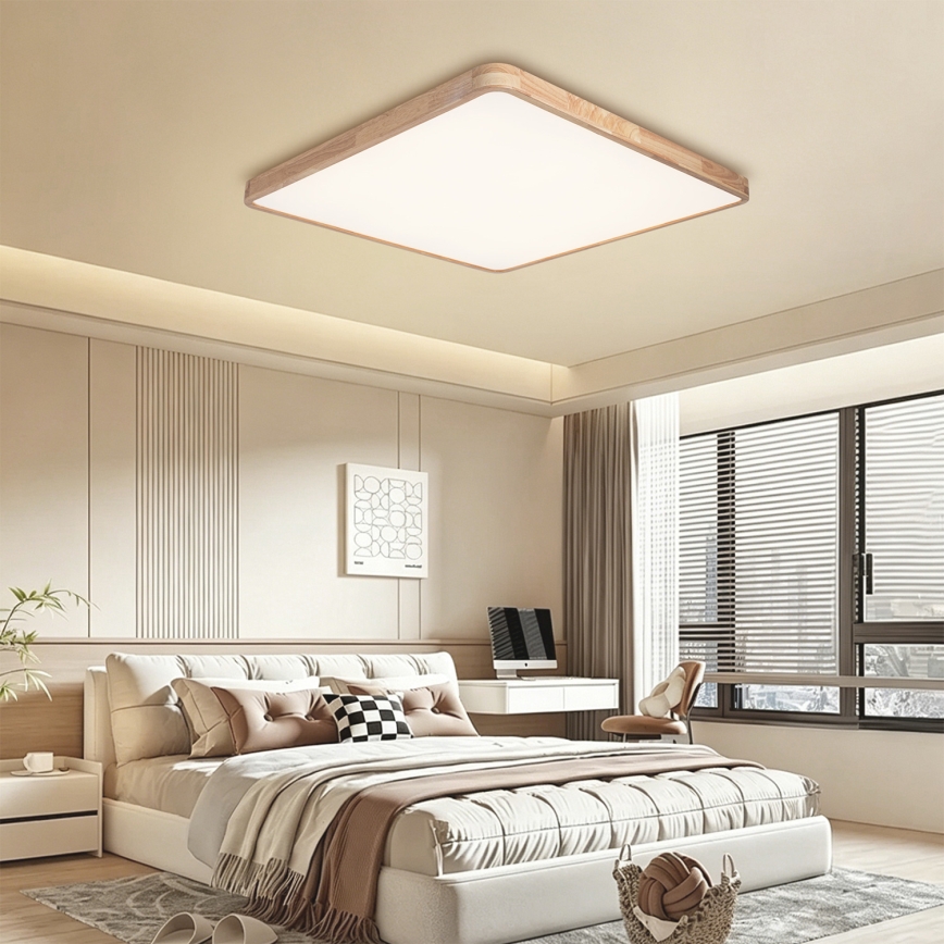 Brilagi - LED-dimbare plafondlamp WOODLINE SQUARE LED/180W/230V 3000-6000K eiken 100x100 cm + afstandsbediening
