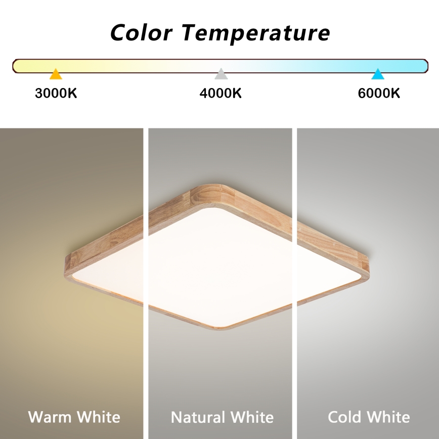 Brilagi - Dimbare LED-plafondlamp WOODLINE SQUARE LED/80W/230V 3000-6000K eiken 60x60 cm + afstandsbediening