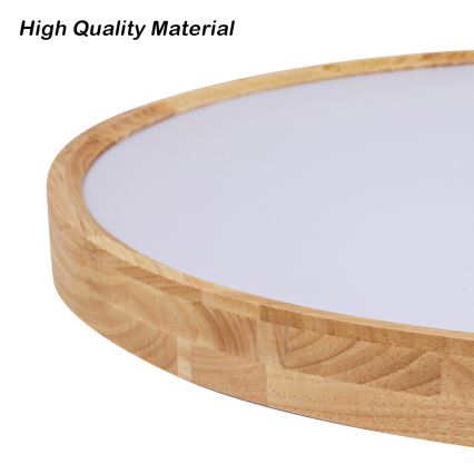 Brilagi - LED dimbare plafondlamp WOODROUND LED/30W/230V 3000-6000K Ø 40 cm hout CRI 90 + afstandsbediening
