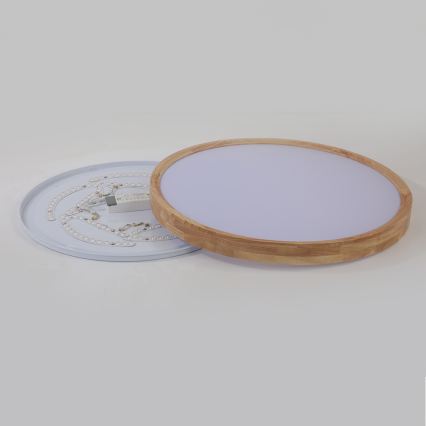 Brilagi - LED dimbare plafondlamp WOODROUND LED/40W/230V 3000-6000K Ø60 cm hout CRI 90 + afstandsbediening