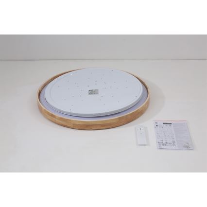Brilagi - LED dimbare plafondlamp WOODROUND LED/40W/230V 3000-6000K Ø60 cm hout CRI 90 + afstandsbediening