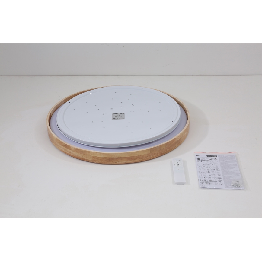 Brilagi - LED dimbare plafondlamp WOODROUND LED/40W/230V 3000-6000K Ø60 cm hout CRI 90 + afstandsbediening