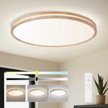 Brilagi - Dimbaar LED-plafondlamp MOLINA LED/128W/230V 3000-6000K eiken Ø 100 cm + afstandsbediening