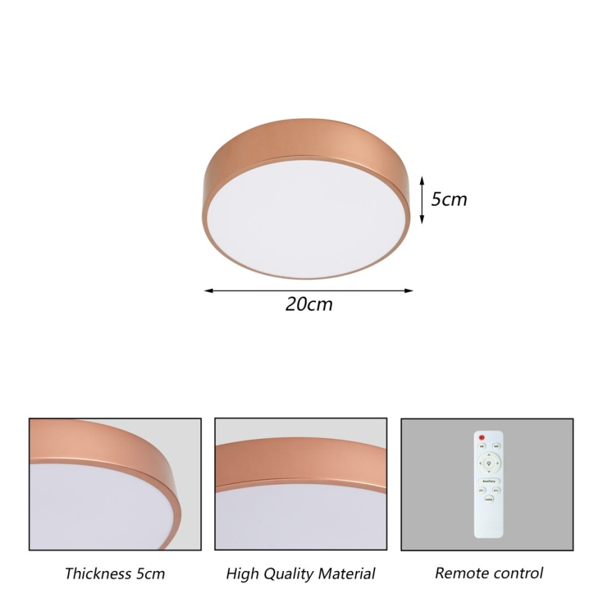 BRILAGI - Dimbare LED-plafondlamp POOL LED/24W/230V 3000-6000K Ø 20 cm koperen + afstandsbediening