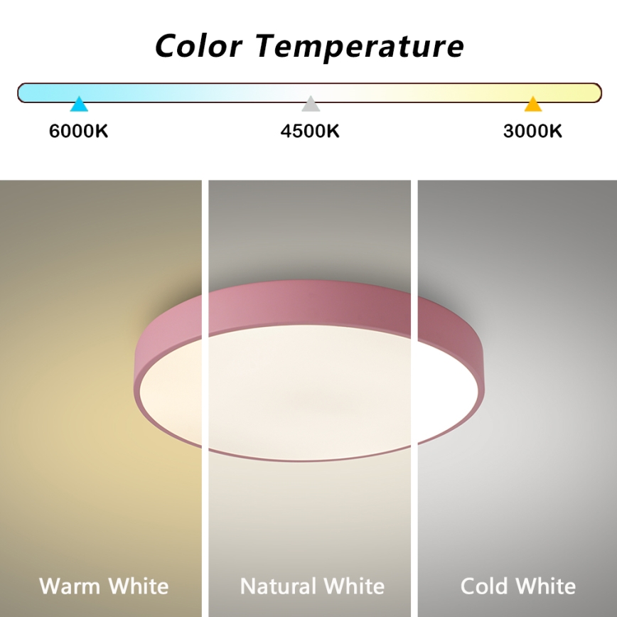 Brilagi - LED-dimbare plafondlamp POOL LED/36W/230V 3000-6000K Ø 30 cm roze + afstandsbediening