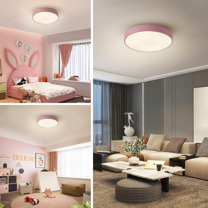 Brilagi - LED-dimbare plafondlamp POOL LED/36W/230V 3000-6000K Ø 30 cm roze + afstandsbediening