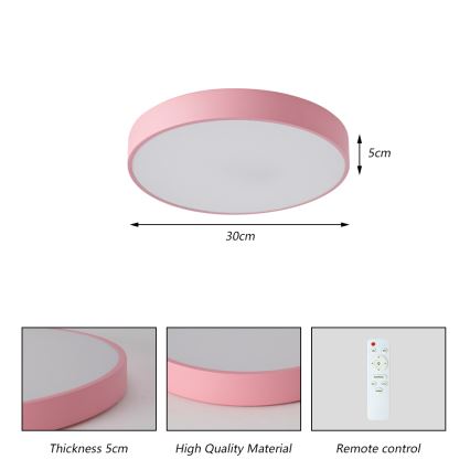 Brilagi - LED-dimbare plafondlamp POOL LED/36W/230V 3000-6000K Ø 30 cm roze + afstandsbediening