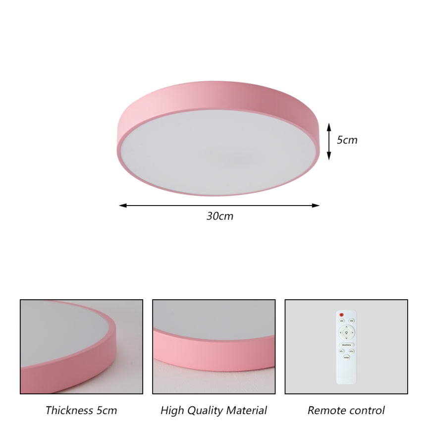 Brilagi - LED-dimbare plafondlamp POOL LED/36W/230V 3000-6000K Ø 30 cm roze + afstandsbediening