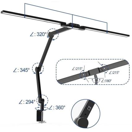 Brilagi - LED Dimbaar aanraken flexibel tafellamp VARIO LED/24W/230V 3000-6500K CRI 92 zwart