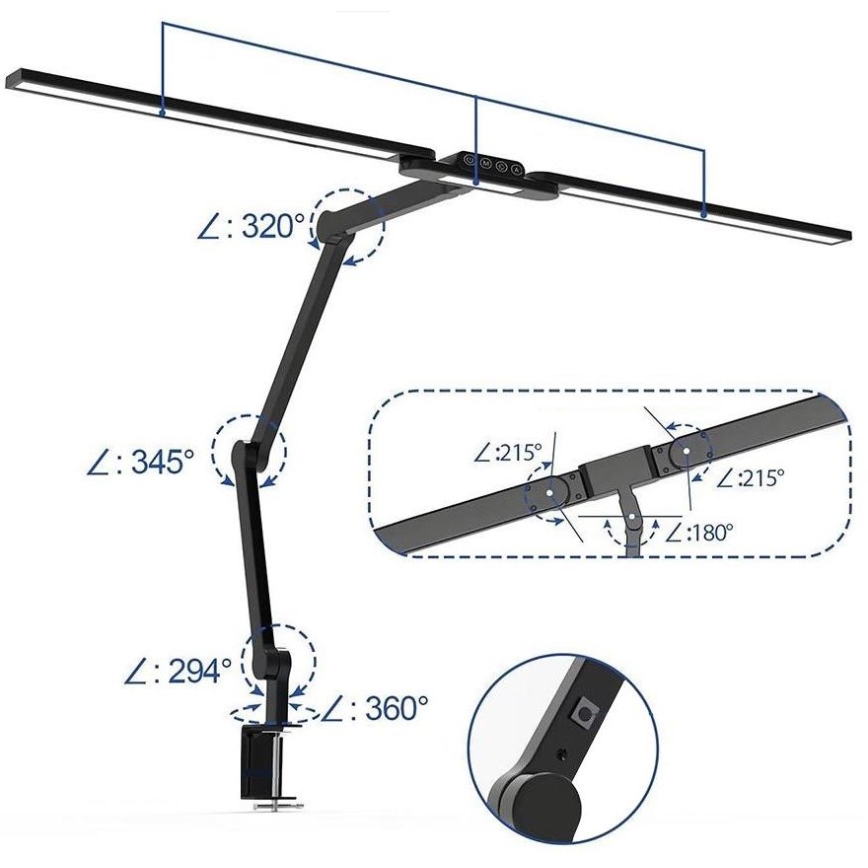 Brilagi - LED Dimbaar aanraken flexibel tafellamp VARIO LED/24W/230V 3000-6500K CRI 92 zwart