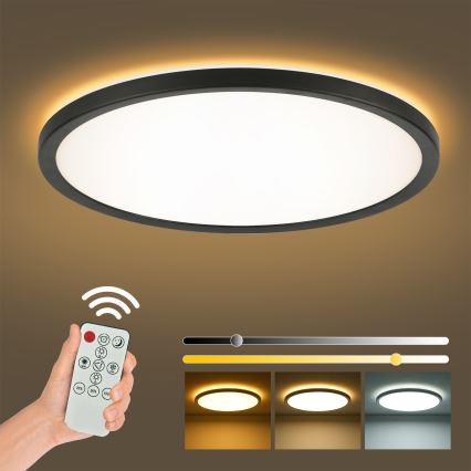 Brilagi - Dimbare LED-plafondlamp ULTRA SLIM LED/24W/230V 2700–6500K Ø 42 cm zwart + afstandsbediening