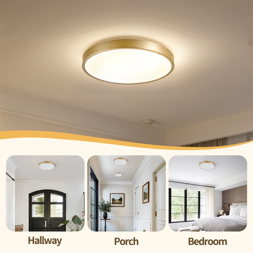 Brilagi - dimbare LED-plafondlamp GLASS POOL DOUBLE LED/48W/230V 3000-6000K 40 cm goudkleurig + afstandsbediening