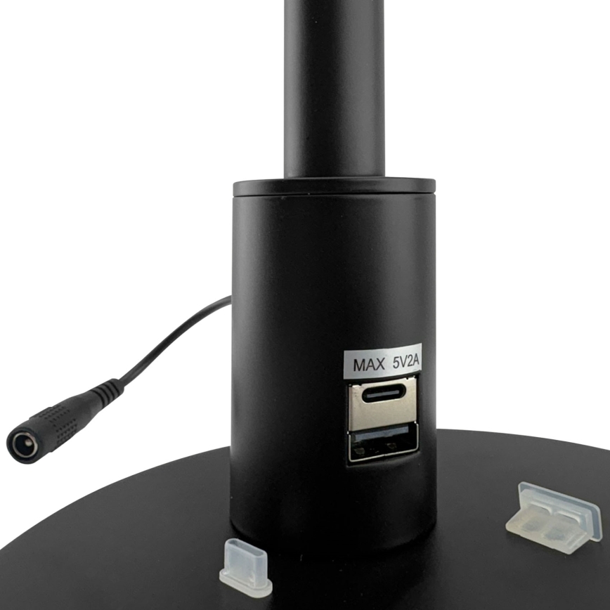 Brilagi - LED-dimbare tafellamp met aanraakbediening en USB-poorten VARIO LED/7W/230V 3000-6500K CRI 96 zwart