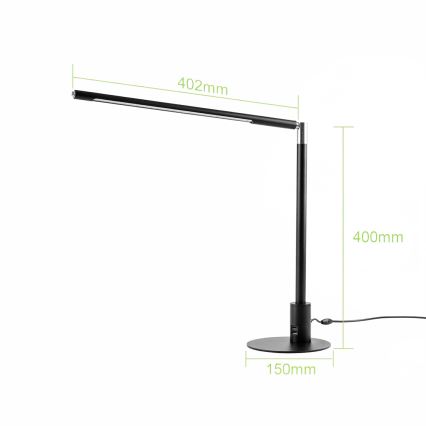 Brilagi - LED-dimbare tafellamp met aanraakbediening en USB-poorten VARIO LED/7W/230V 3000-6500K CRI 96 zwart
