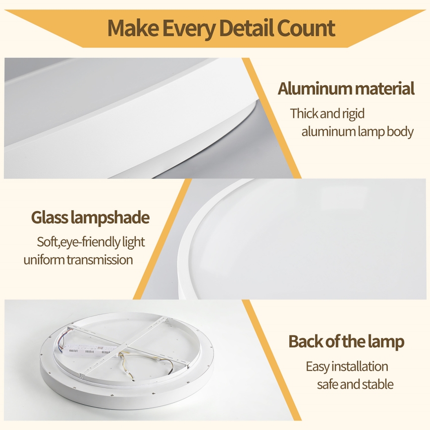 Brilagi - LED-dimbare plafondlamp GLASS POOL DOUBLE LED/48W/230V 3000-6000K 40 cm wit + afstandsbediening