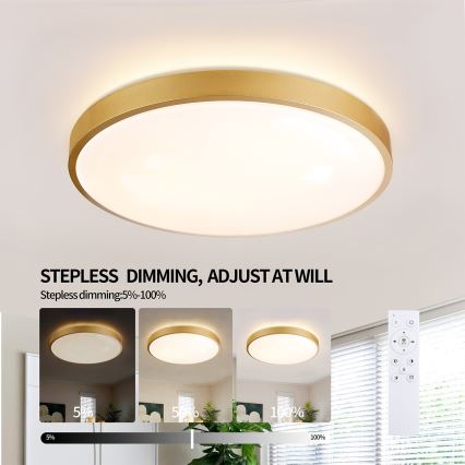 Brilagi - Dimbare LED-plafondlamp GLASS POOL DOUBLE LED/60W/230V 3000-6000K 50 cm goudkleurig + afstandsbediening