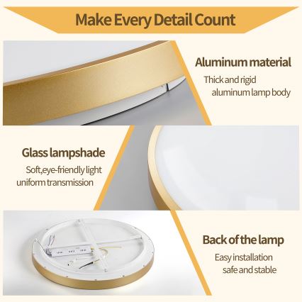 Brilagi - Dimbare LED-plafondlamp GLASS POOL DOUBLE LED/60W/230V 3000-6000K 50 cm goudkleurig + afstandsbediening