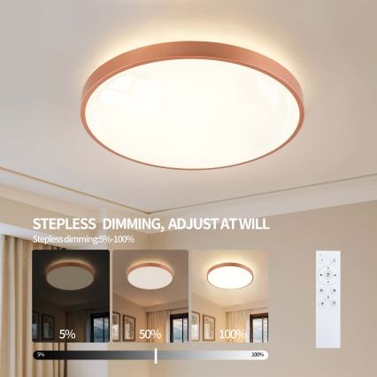 BRILAGI - dimbare LED-plafondlamp GLASS POOL DOUBLE LED/80W/230V Ø 60 cm koper + afstandsbediening