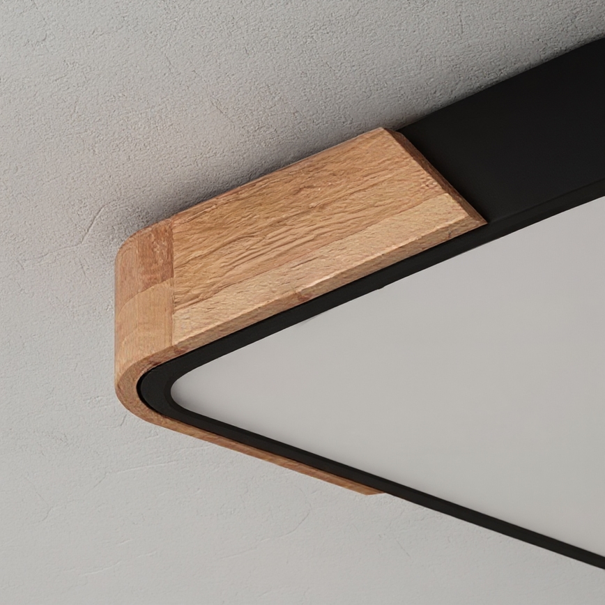 Brilagi - Dimbare LED-plafondlamp PILANA LED/48W/230V 3000-6500K eiken/zwart 56x56 cm + afstandsbediening