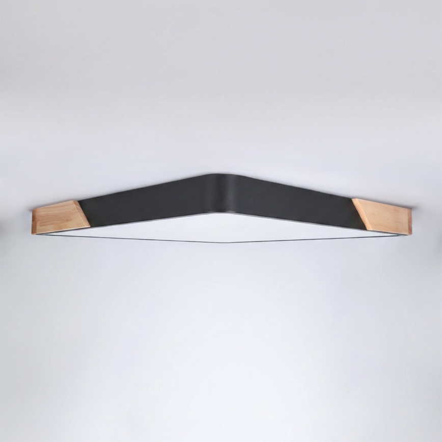 Brilagi - Dimbare LED-plafondlamp PILANA LED/48W/230V 3000-6500K eiken/zwart 56x56 cm + afstandsbediening