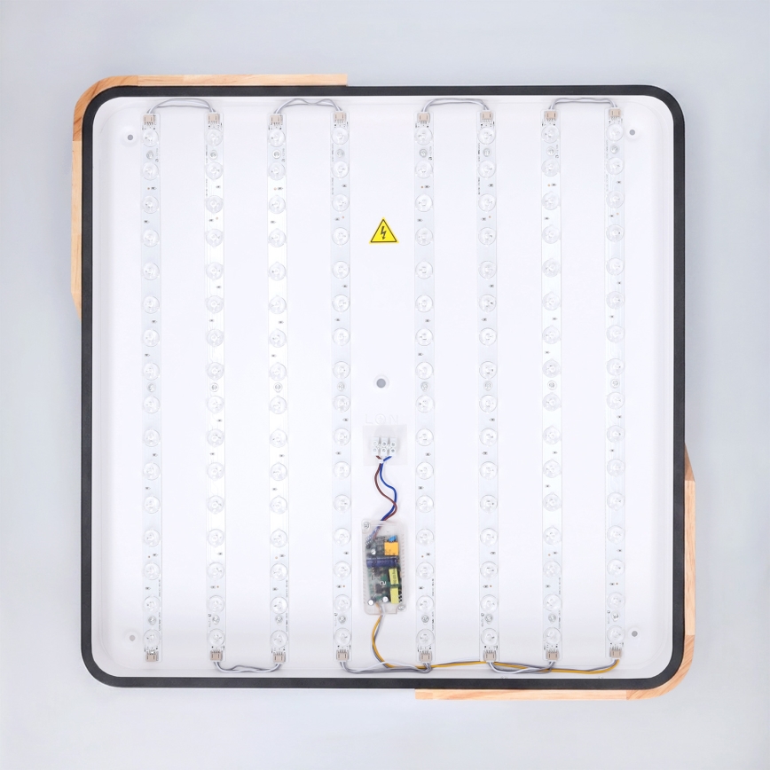 Brilagi - Dimbare LED-plafondlamp PILANA LED/48W/230V 3000-6500K eiken/zwart 56x56 cm + afstandsbediening