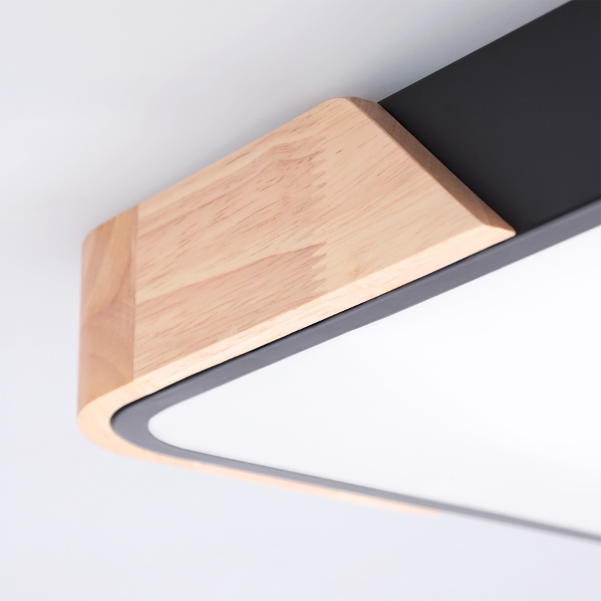 Brilagi - LED dimbare plafondlamp PILANA LED/48W/230V 3000-6500K eiken/zwart 42x42 cm + afstandsbediening
