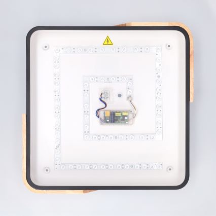 Brilagi - LED dimbare plafondlamp PILANA LED/48W/230V 3000-6500K eiken/zwart 42x42 cm + afstandsbediening