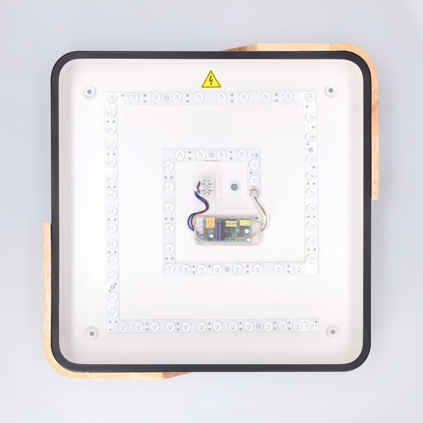 Brilagi - LED dimbare plafondlamp PILANA LED/48W/230V 3000-6500K eiken/zwart 42x42 cm + afstandsbediening