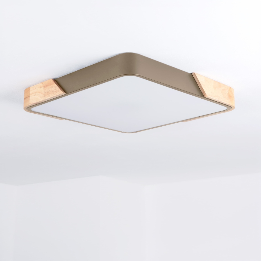 BRILAGI - LED-dimbare plafondlamp PILANA SQUARE LED/48W/230V 3000-6500K eiken/beige 42x42 cm + afstandsbediening