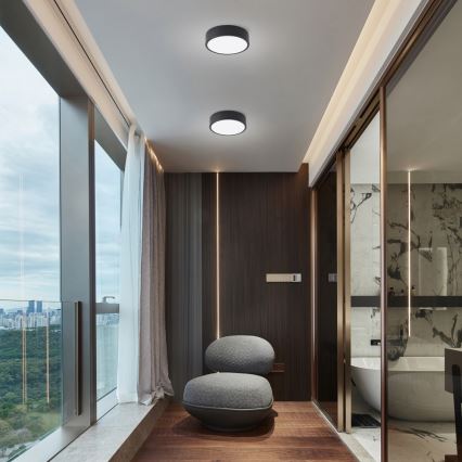 Brilagi - LED dimbare plafondlamp POOL LED/18W/230V 3000-6000K 20 cm zwart + afstandsbediening