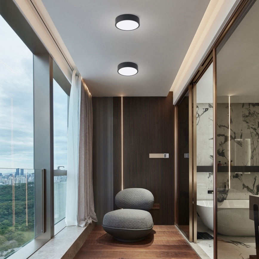 Brilagi - LED dimbare plafondlamp POOL LED/18W/230V 3000-6000K 20 cm zwart + afstandsbediening