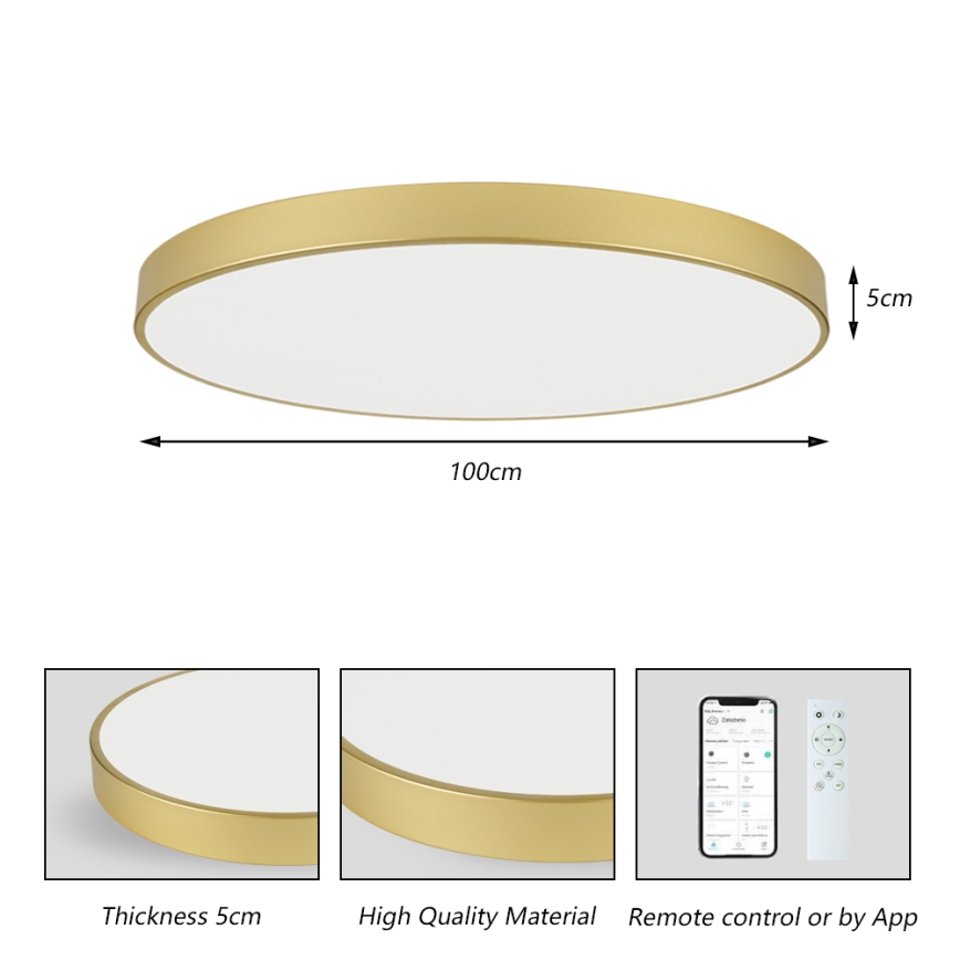 Brilagi - Dimbare LED-plafondlamp POOL SMART LED/128W/230V 3000-6000K 100 cm goud Wi-Fi Tuya + afstandsbediening