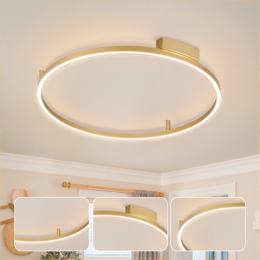Brilagi - LED-dimbare plafondlamp PORTOFINO LED/60W/230V 3000-6000K Ø 80 cm goudkleurig + afstandsbediening
