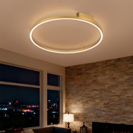 Brilagi - LED-dimbare plafondlamp PORTOFINO LED/60W/230V 3000-6000K Ø 80 cm goudkleurig + afstandsbediening