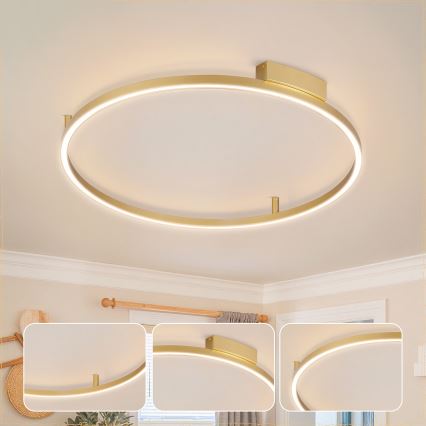 Brilagi - LED-dimbare plafondlamp PORTOFINO LED/60W/230V 3000-6000K Ø 80 cm goudkleurig + afstandsbediening