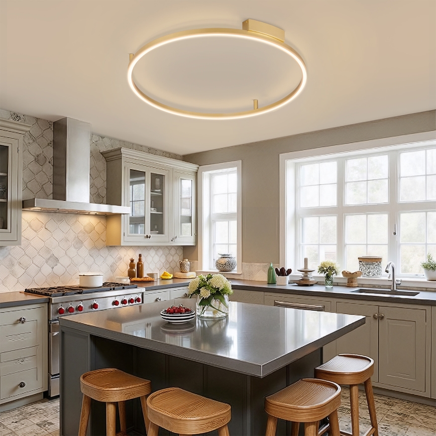 Brilagi - LED-dimbare plafondlamp PORTOFINO LED/60W/230V 3000-6000K Ø 80 cm goudkleurig + afstandsbediening