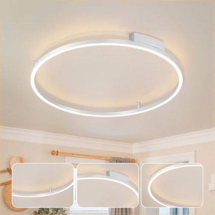 Brilagi - LED dimbare plafondlamp PORTOFINO LED/60W/230V 3000-6000K Ø 80 cm zilver + afstandsbediening