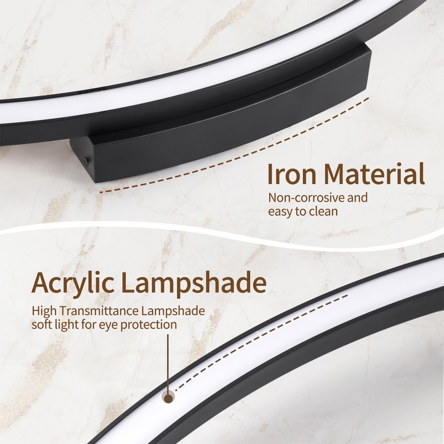 Brilagi - Dimbare LED-plafondlamp PORTOFINO LED/60W/230V 3000-6000K Ø 80 cm zwart + afstandsbediening