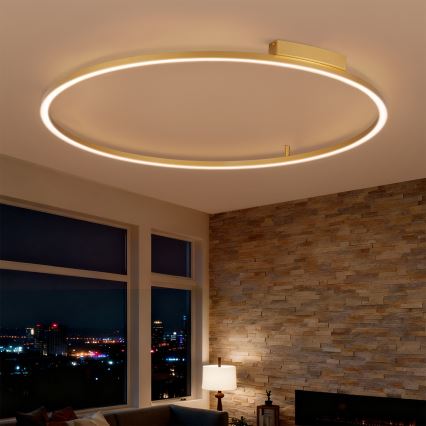 Brilagi - Dimbare LED-plafondlamp PORTOFINO LED/85W/230V 3000–6000K Ø 120 cm goud + afstandsbediening