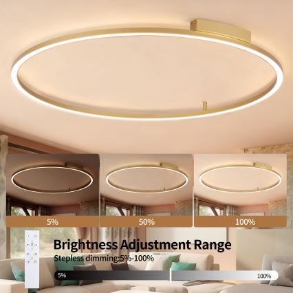 Brilagi - Dimbare LED-plafondlamp PORTOFINO LED/85W/230V 3000–6000K Ø 120 cm goud + afstandsbediening