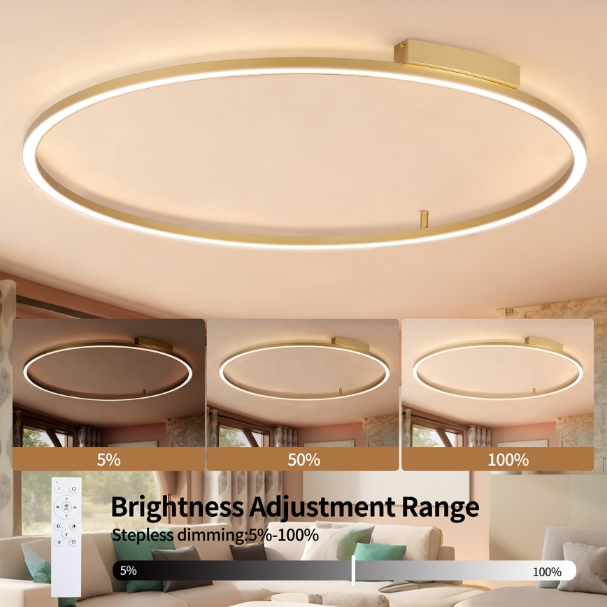 Brilagi - Dimbare LED-plafondlamp PORTOFINO LED/85W/230V 3000–6000K Ø 120 cm goud + afstandsbediening