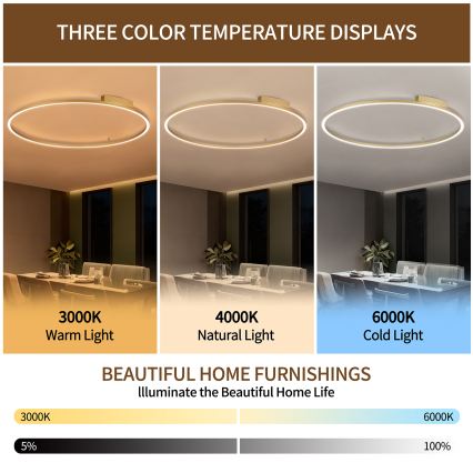 Brilagi - Dimbare LED-plafondlamp PORTOFINO LED/85W/230V 3000–6000K Ø 120 cm goud + afstandsbediening