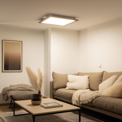 Brilagi - Dimbare SLIMFRAME WOOD LED-plafondlamp LED/58W/230V 64x64 cm 3000-6000K bruin + afstandsbediening
