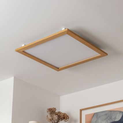 Brilagi - Dimbare SLIMFRAME WOOD LED-plafondlamp LED/58W/230V 64x64 cm 3000-6000K bruin + afstandsbediening