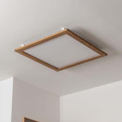 Brilagi - Dimbare LED-plafondlamp SLIMFRAME WOOD LED/58W/230V 64x64 cm 3000-6000K bruin + afstandsbediening
